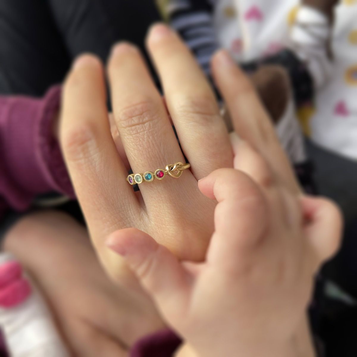 Heart Knot Ring with Birthstones 18K gold ring Talisa