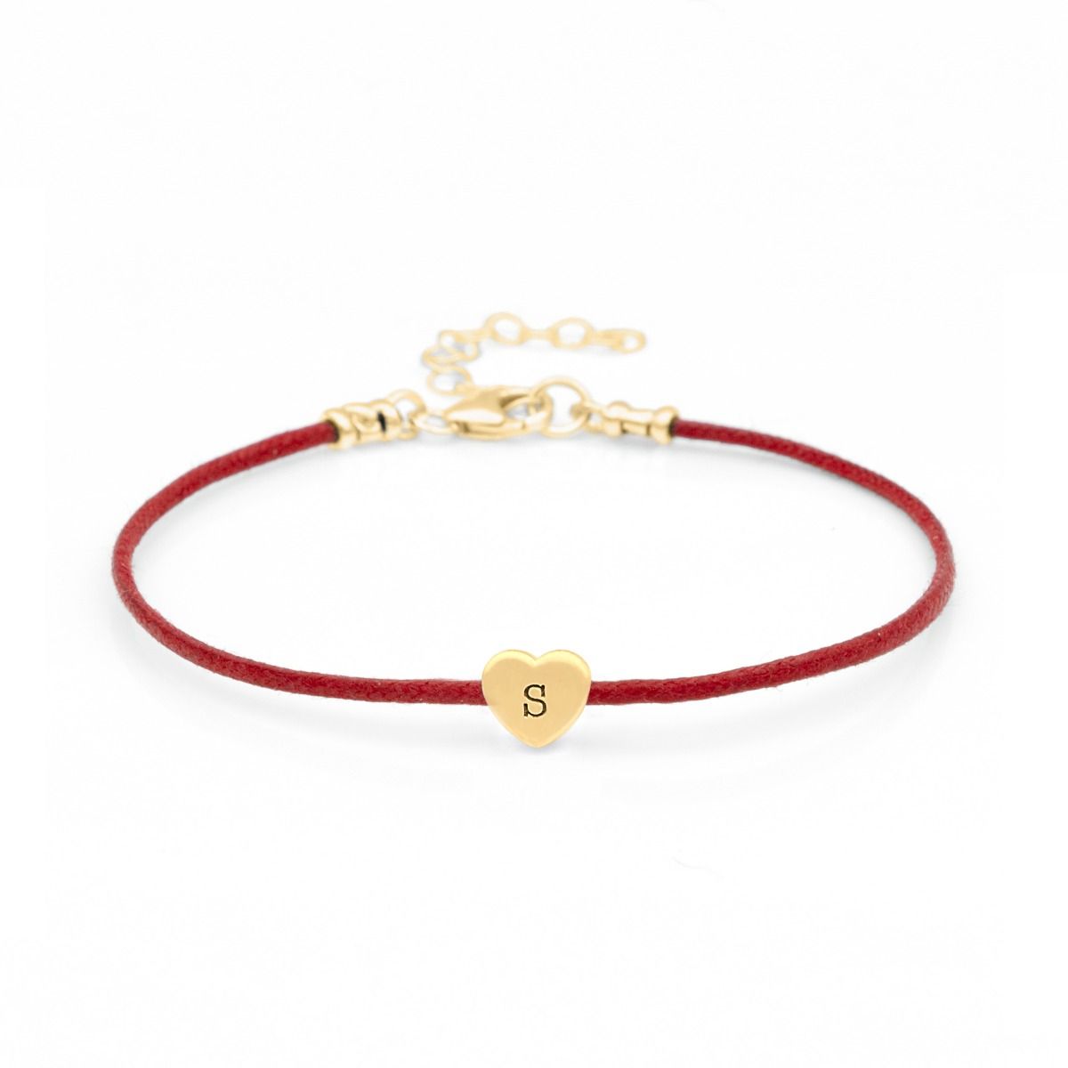 Red string top heart bracelet