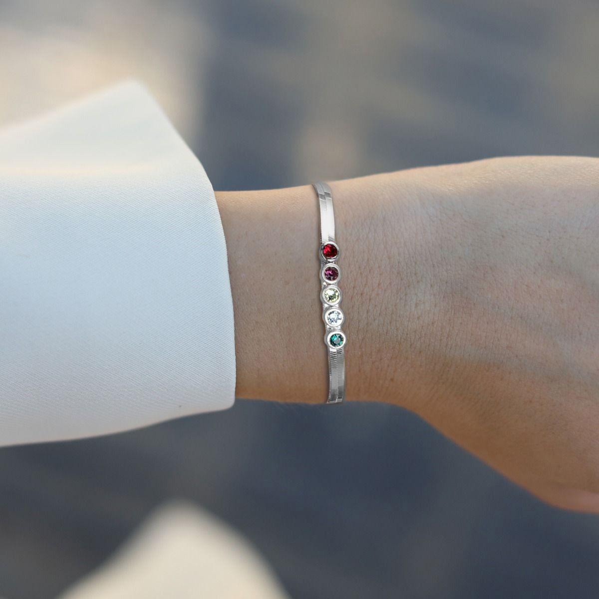 Sterling silver hotsell family birthstone bracelet