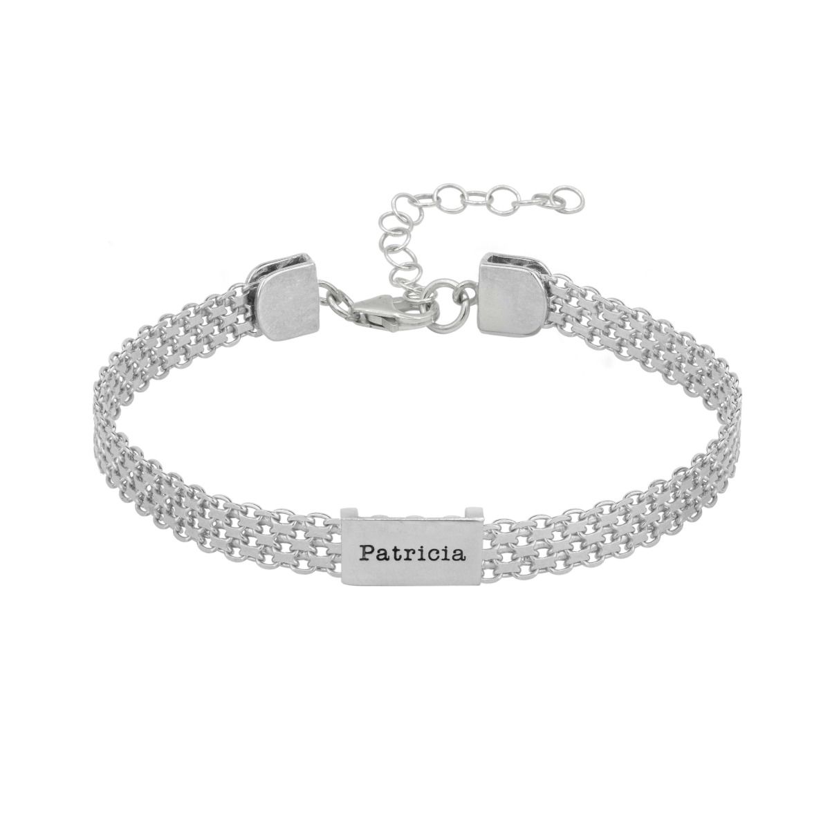 Silver name bracelet design discount