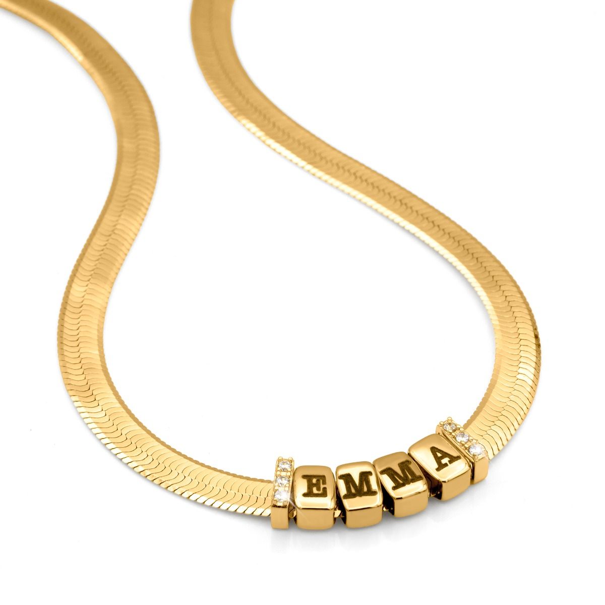 Herringbone Chain - Necklace with Initials for by Talisa