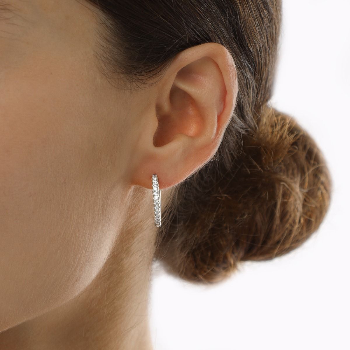 Hoop Earrings With Crystals (Silver) - Talisa