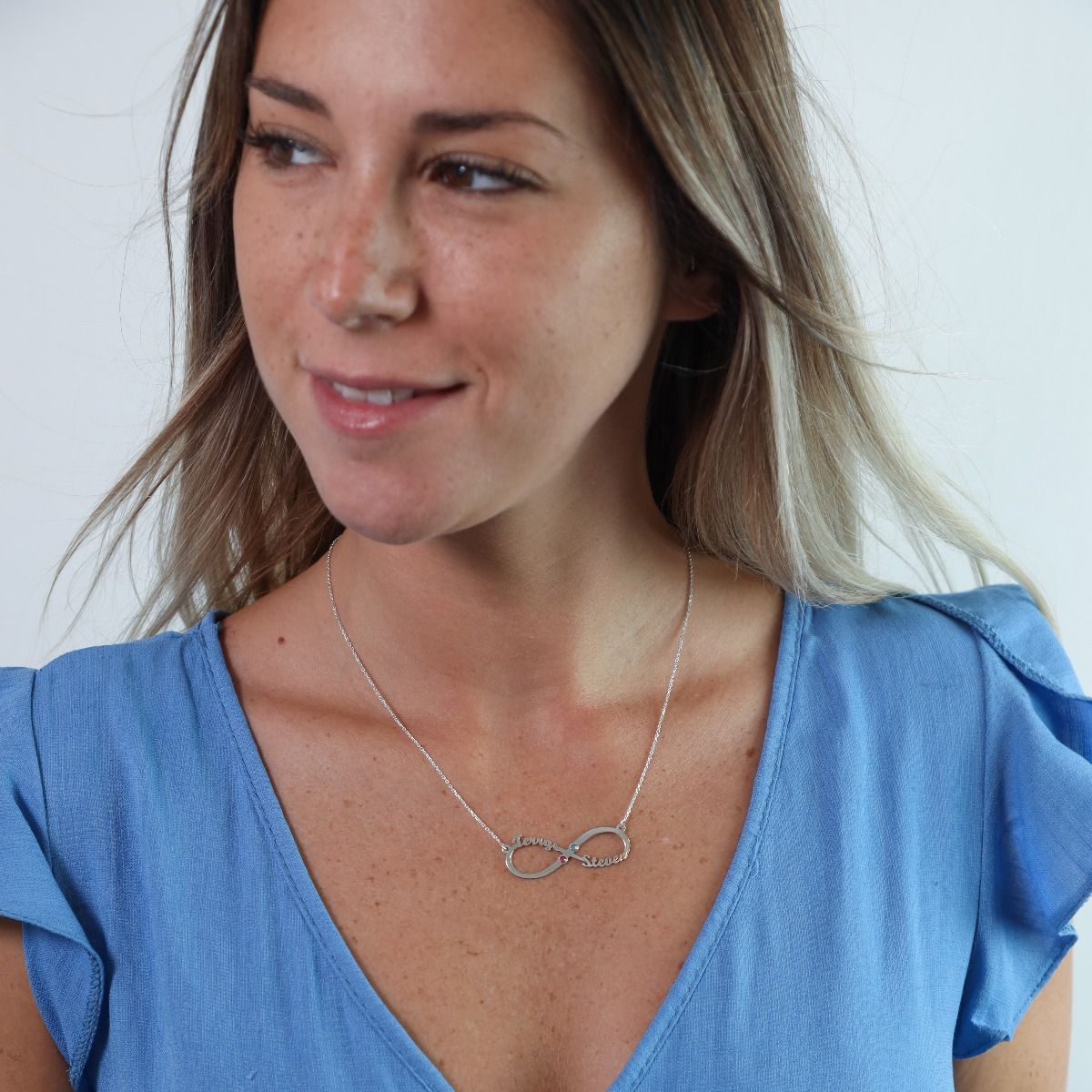 Infinity sale birthstone necklaces