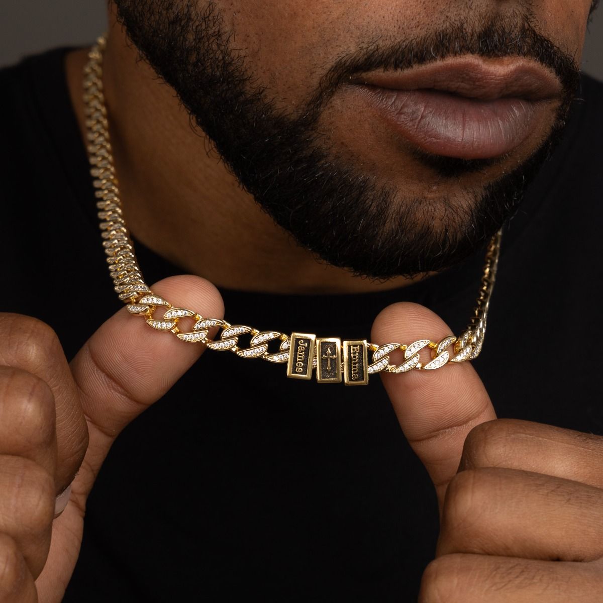 Gold cuban link chain with cross cheap