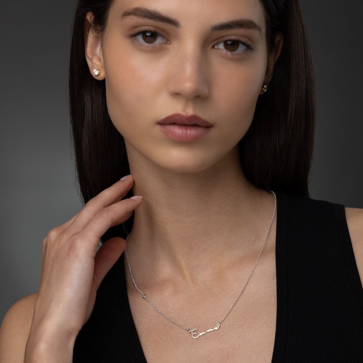 Italic Name Necklace in Silver Diamond Necklace for Women Talisa Jewelry