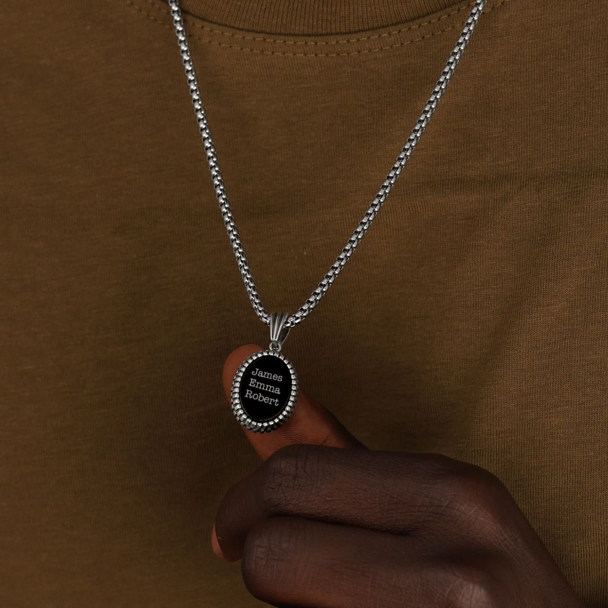 Black Onyx Necklace Men s Engraved Necklaces by Talisa