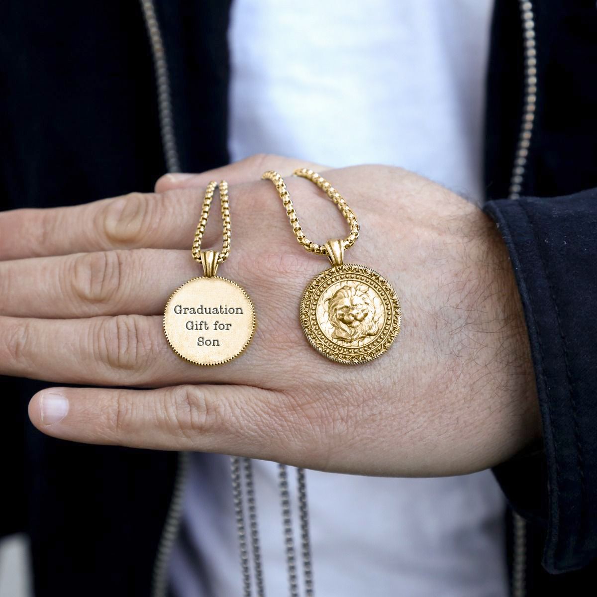 Mens gold lion chain hot sale