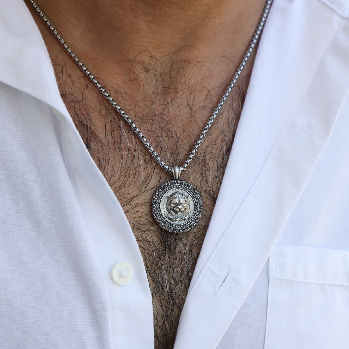Men's Lion Heart Name Necklace