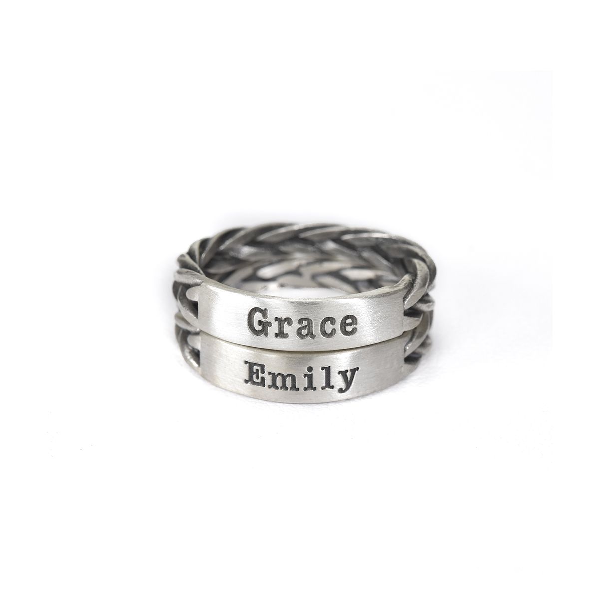 Custom Name Rings (Braided, Sterling Silver) - Talisa Jewelry