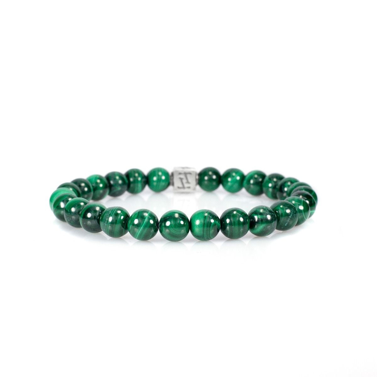 Green Multi top Stone Disk Bracelet with Silver Accents and Toggle Size 7