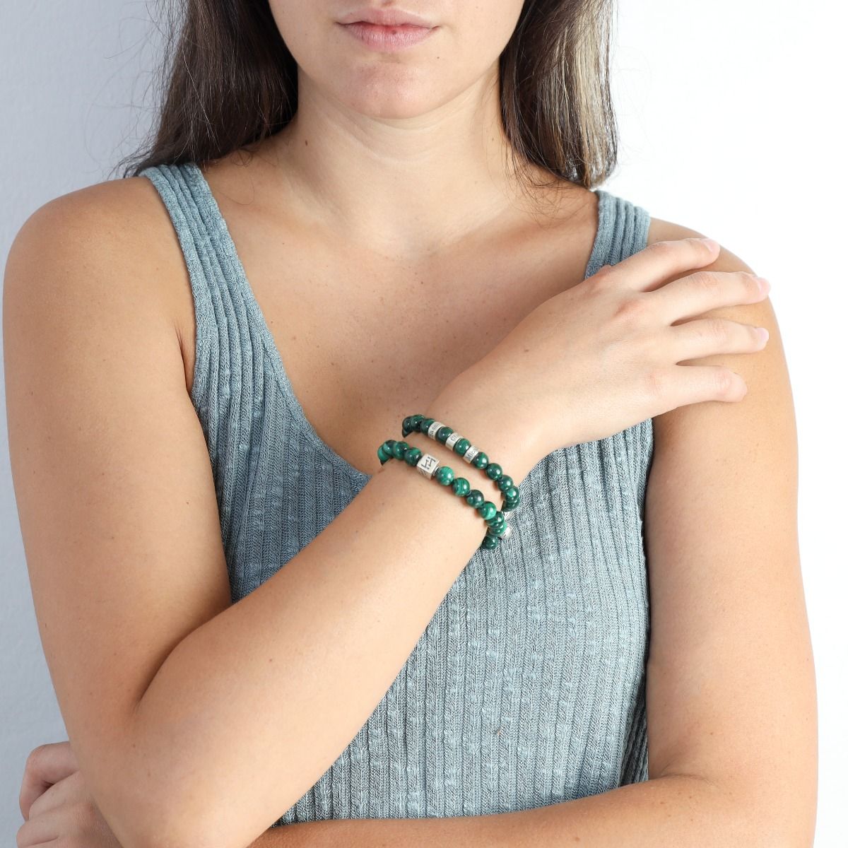 Malachite Women Name Bracelet [Sterling 