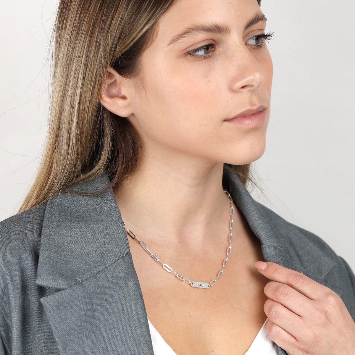Melissa Cable Chain Name Necklace for Her in Silver