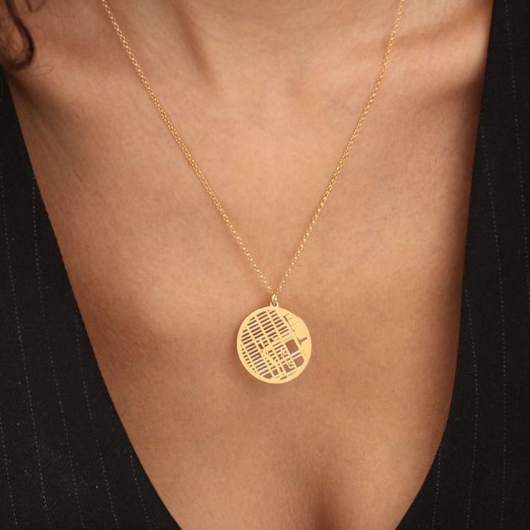 Map Necklaces - Circle Pendant for Women (gold) Talisa Jewelry