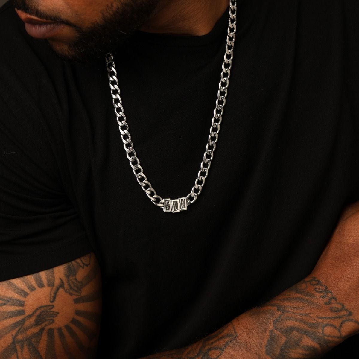 Mens Cuban Link Chain with Names - Black Chain by Talisa