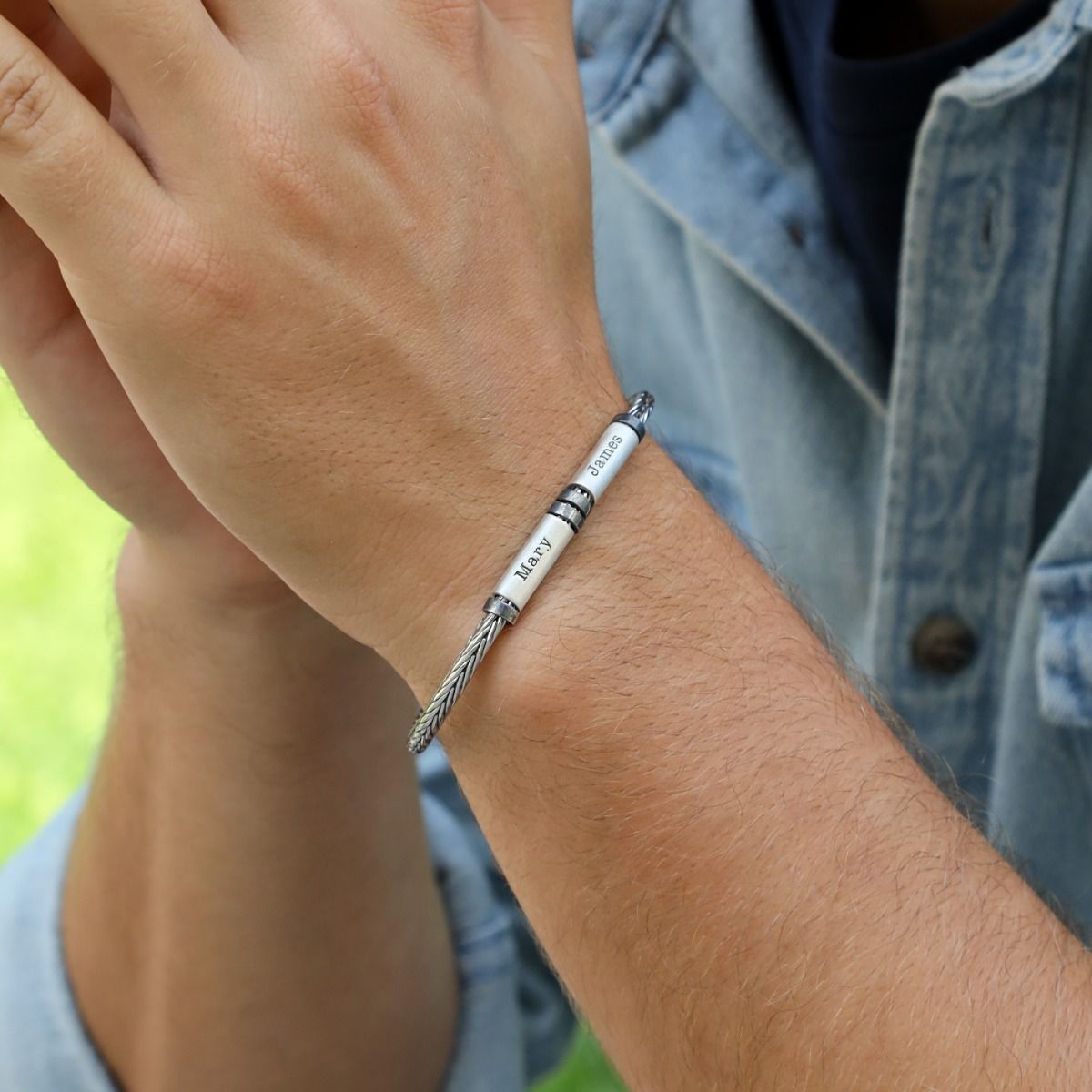 Mens engraved hotsell chain bracelet
