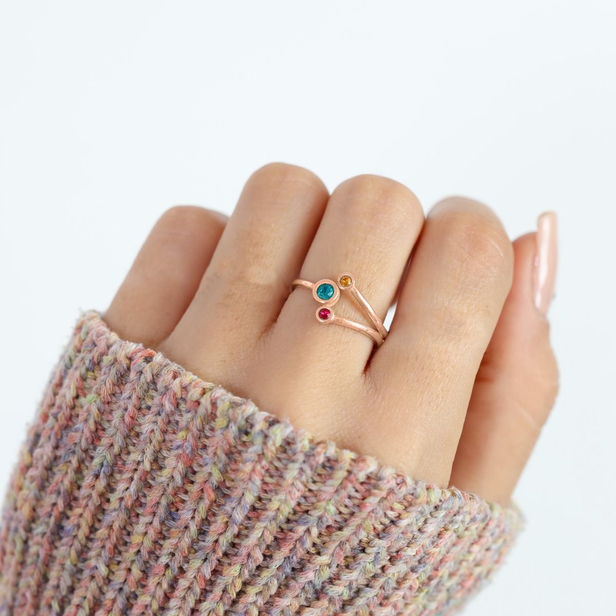 Stackable Mother s Birthstone Rings Rose Gold Plated Talisa