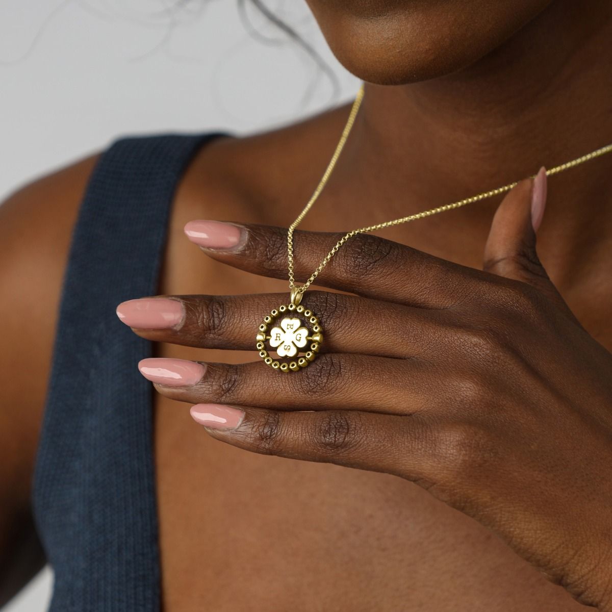 Four Leaf Clover Necklace Plated in Gold Letter Necklace by Talisa