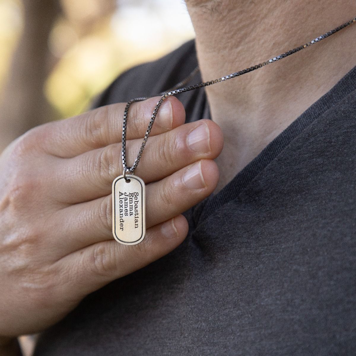 Amazon.com: Engraved Bar Necklace - Sterling Silver Personalized Dog Tag  Necklace - Gold Dog Tag Chain - Rose Gold Custom Dog Tags for Men/Women  Gift : Handmade Products