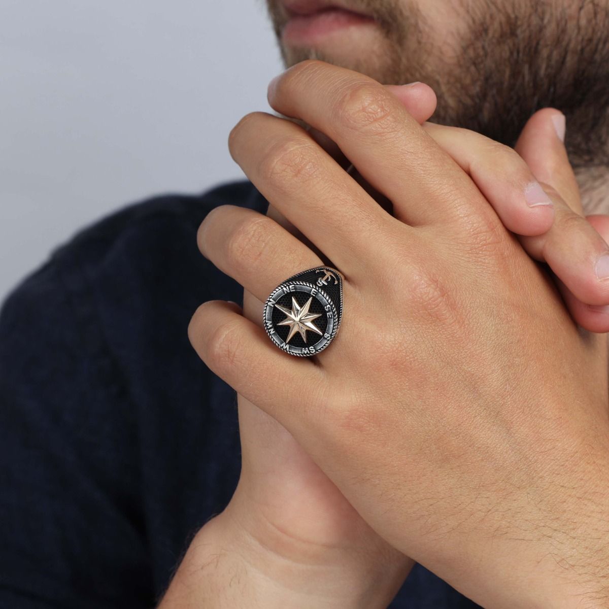 Northern Star Ring for Men Silver Talisa Unique Rings for Men