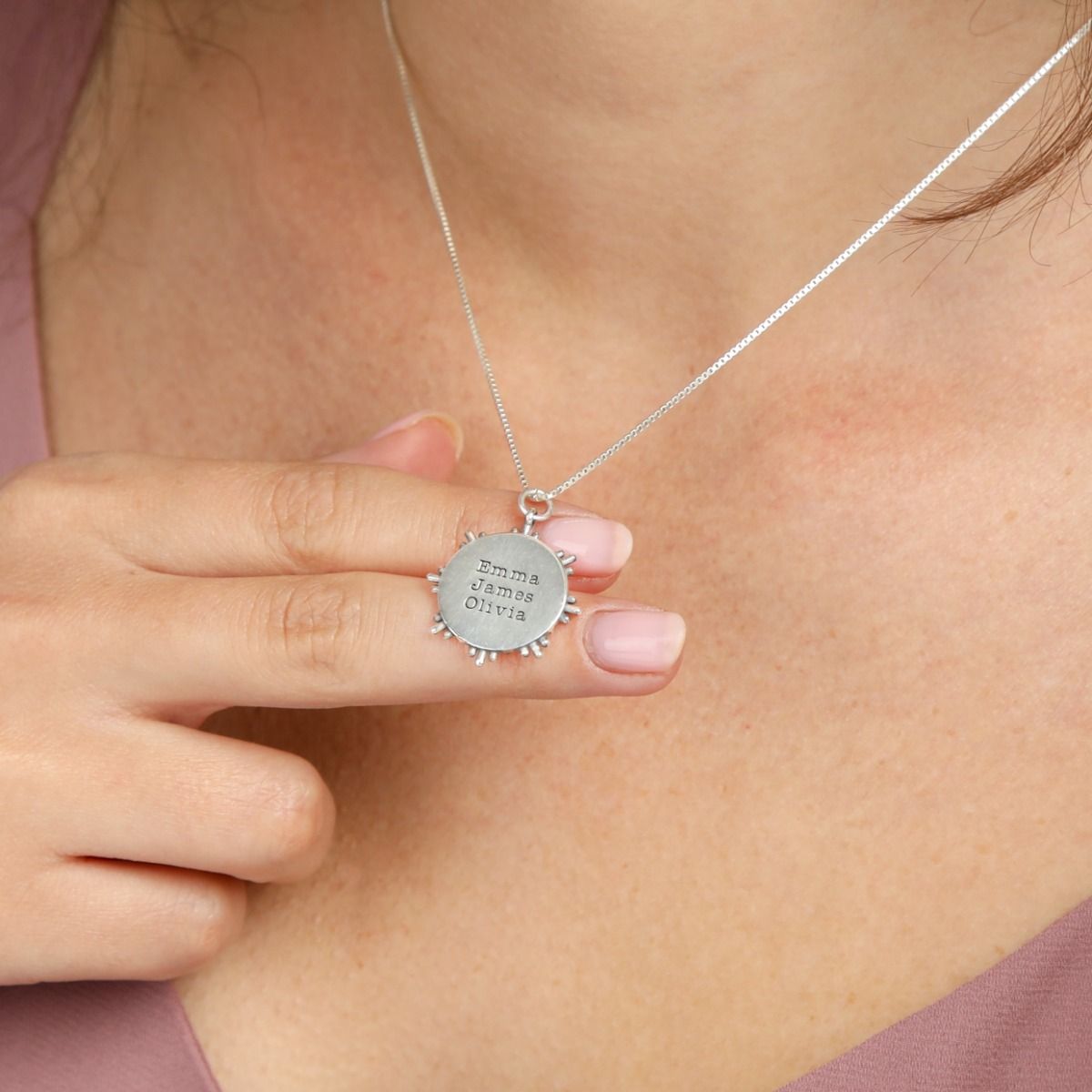Northern Star Medallion Name Necklace Sterling Silver