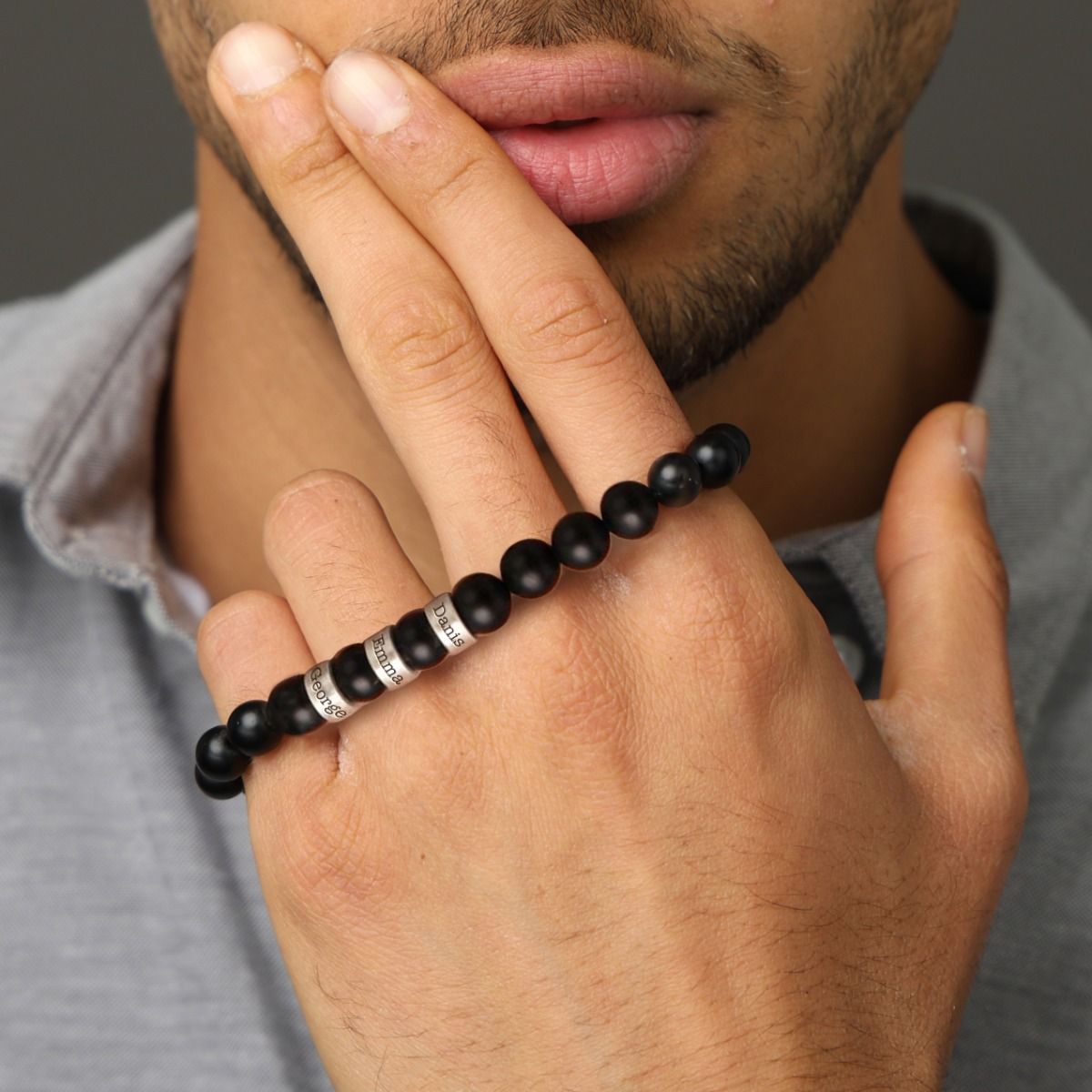 Black onyx bracelet mens store