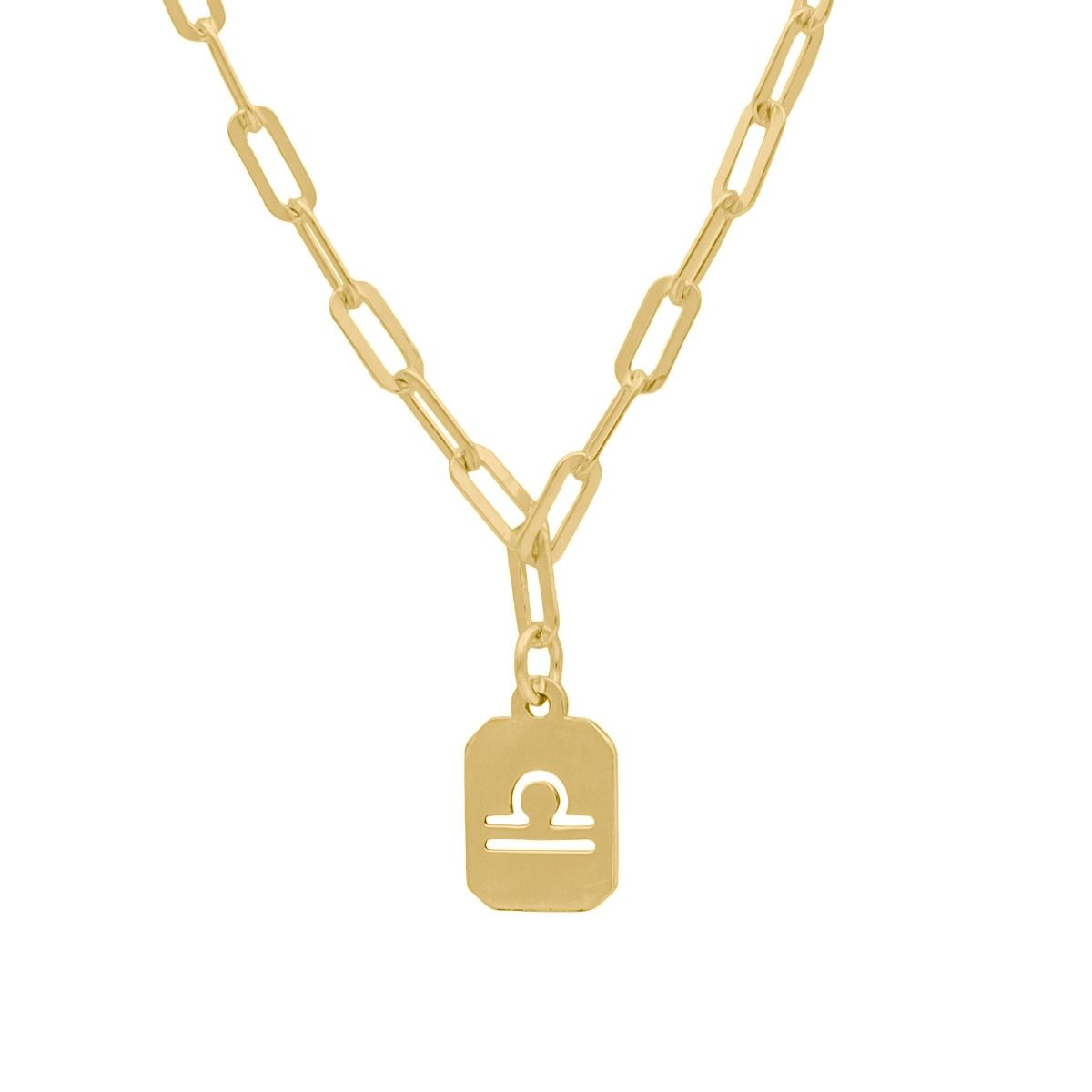Zodiac Sign Necklace with Paperclip Chain 18K Gold Vermeil