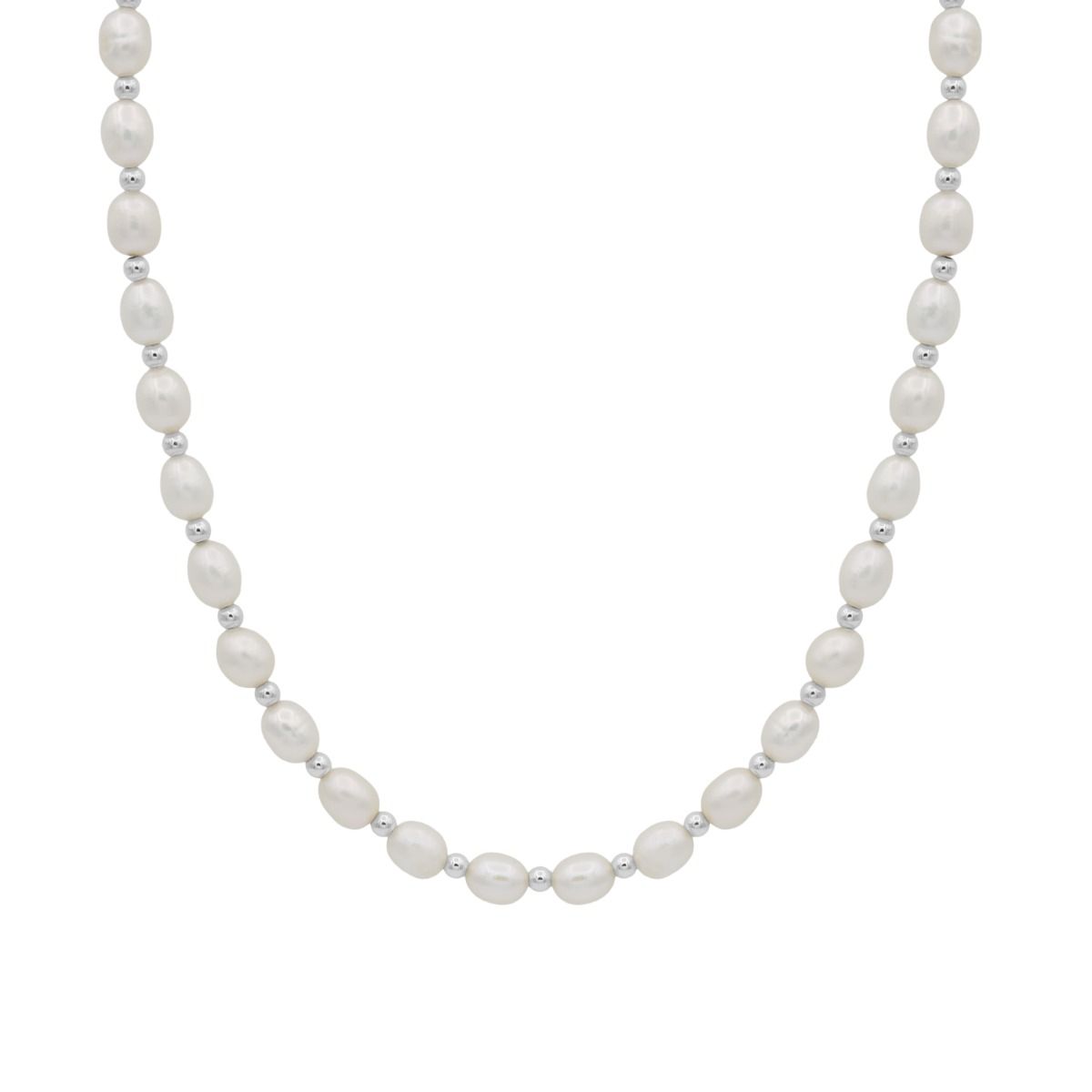 Pearl Necklace with Silver Beads for Her - Talisa Pearl Necklace with Silver Beads for Her - Talisa