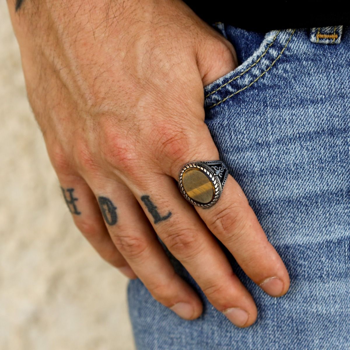 Mens tigers eye ring online