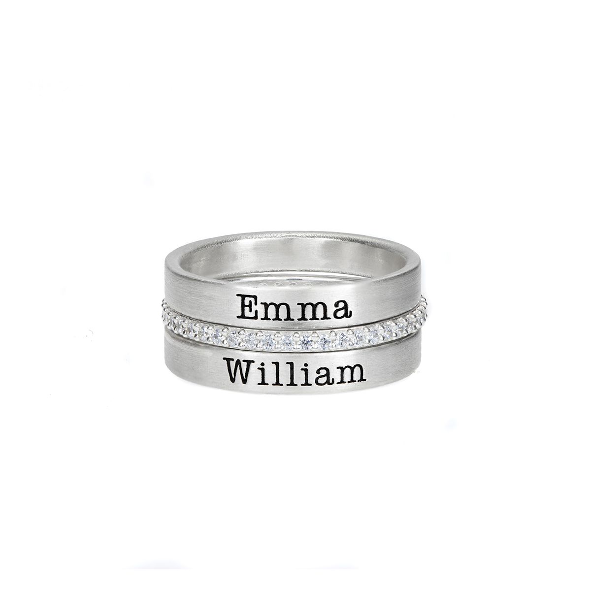 Silver N Style | TFG01 - Custom Name Ring in Solid Sterling Silver | Plain  Script | Two Finger Ring | Rhodium Plated | Fine Jewelry & More