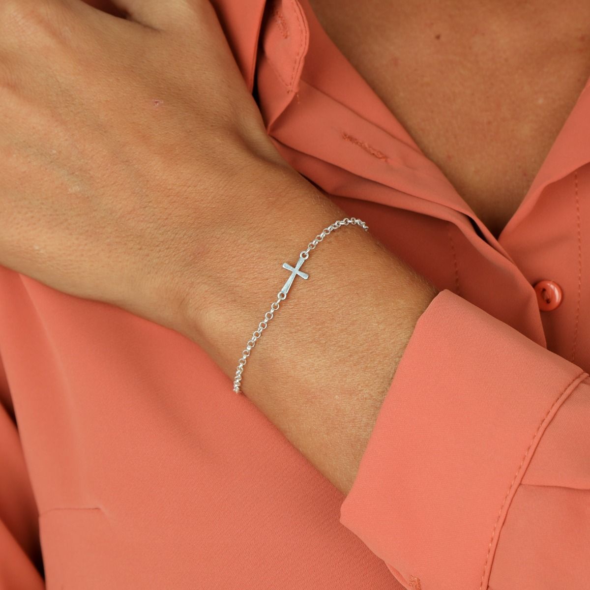 Sideways cross bracelet sterling silver cheap