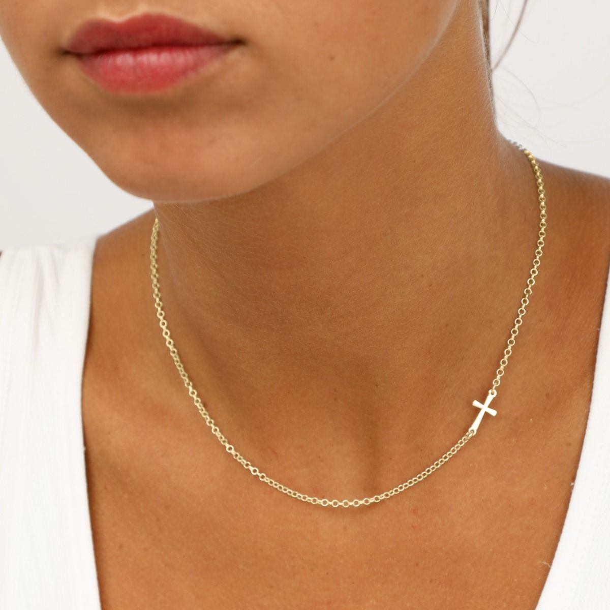 sideways cross necklace for her gold plated 2 1