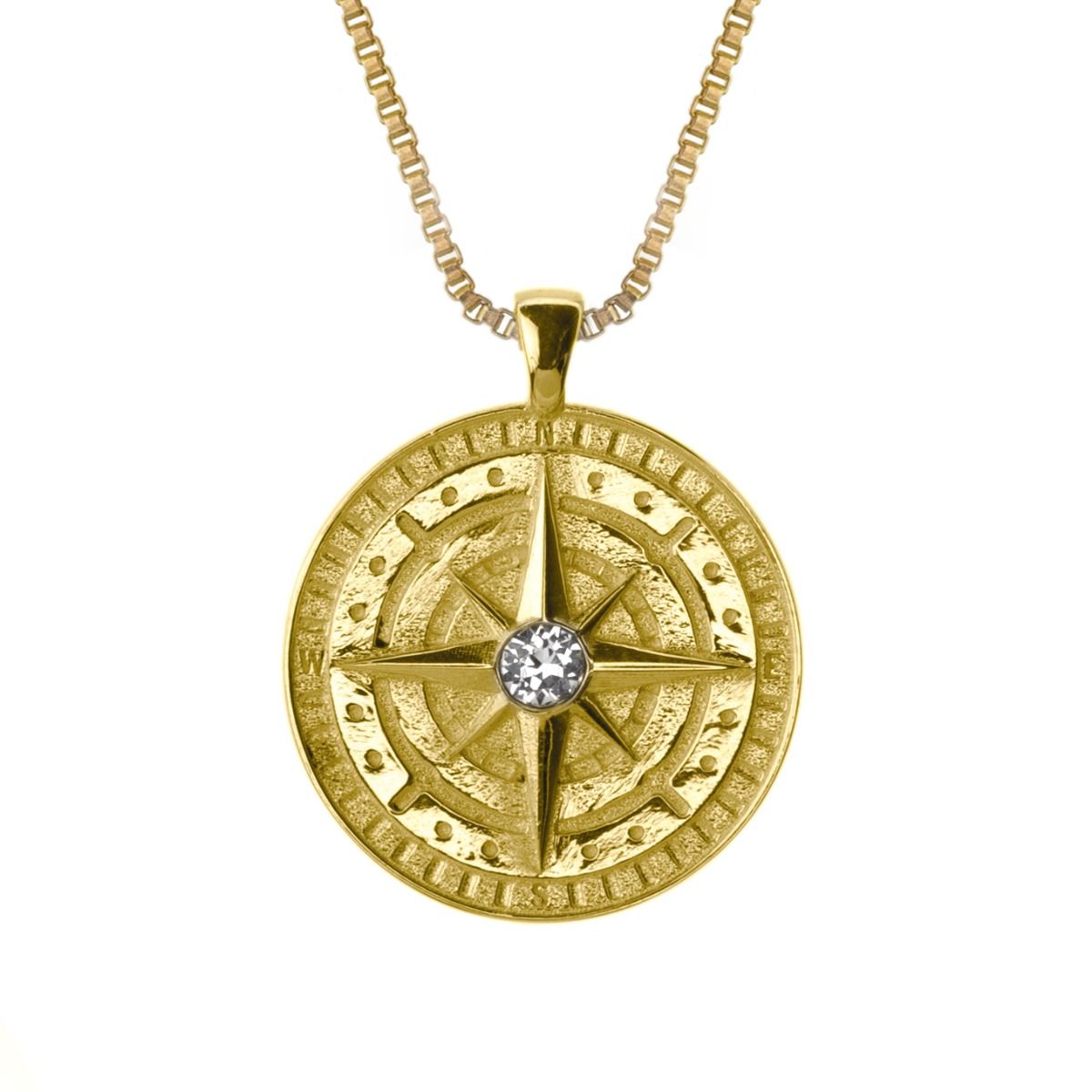 14K YG Compass Pendant - Harvey Oaks Jeweler