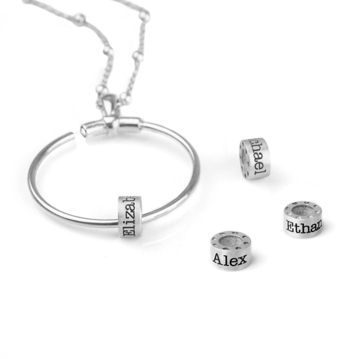 Extra Name Bead For 4mm Leather Bracelet Sterling Silver