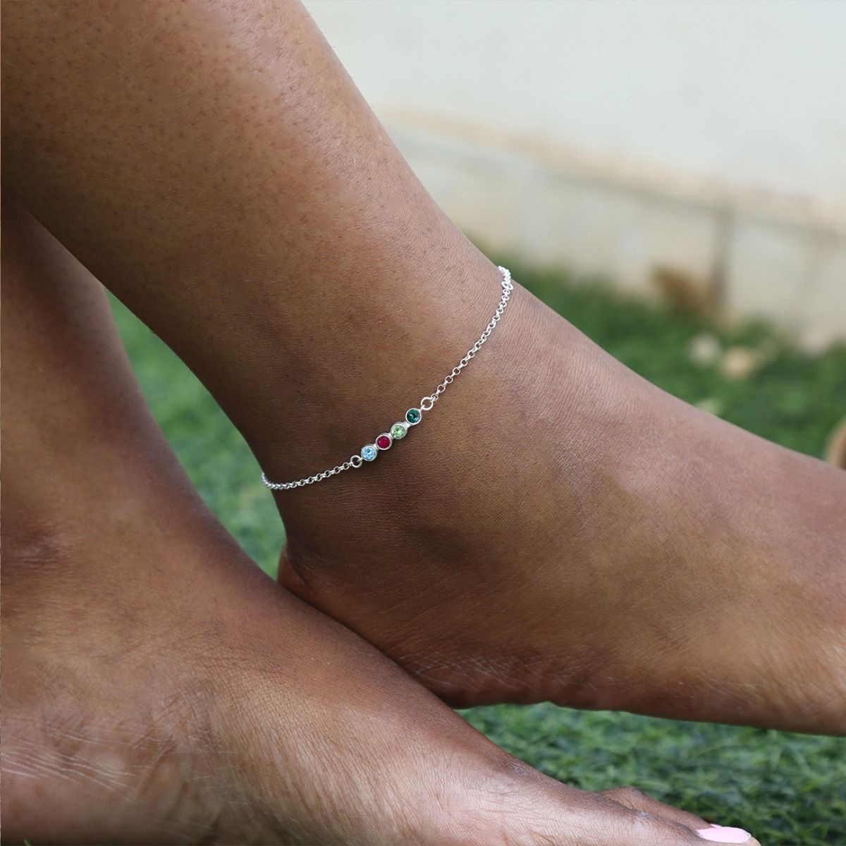 Sterling Silver Anklet Birthstone Anklet Talisa Jewelry
