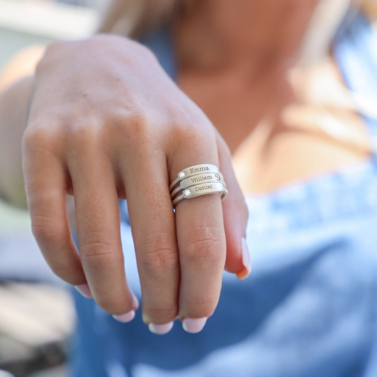 Sterling Silver Rings with Names and Birthstones Talisa Jewelry