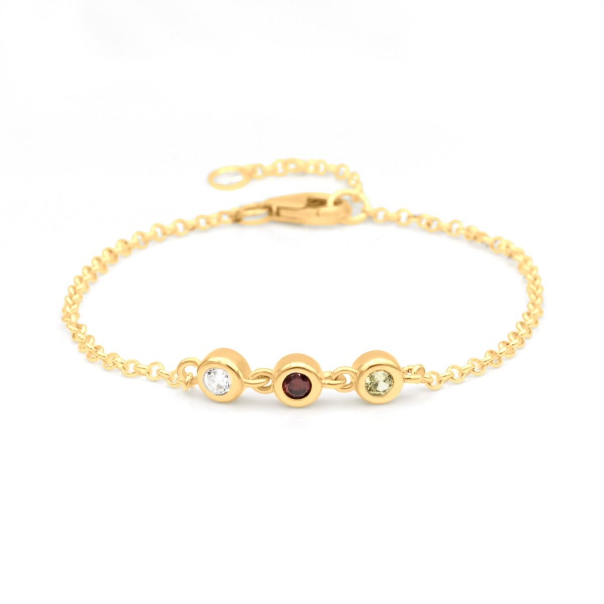 Mother's Birthstone Bracelet (Plated in Gold) - Talisa - Red Bracelet