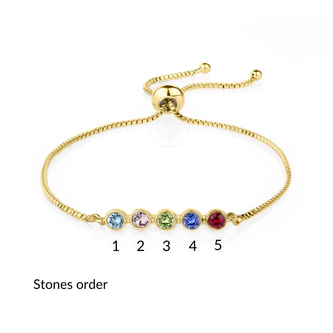 Custom Birthstone Bracelet - 10K Gold Charm Bracelet - Talisa