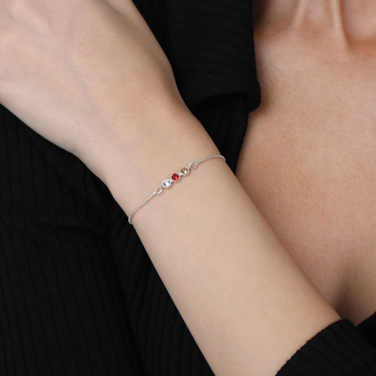 Mother's Birthstone Bracelet - Talisa - Adjustable Bracelet (Red