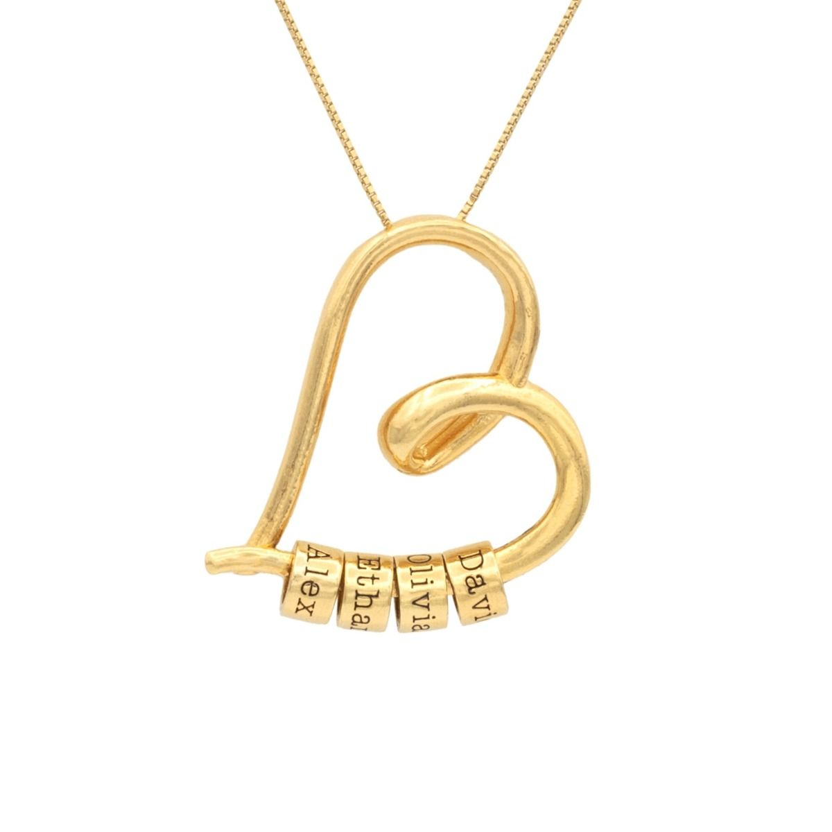 Heart Name Necklace with Engarved Beads 