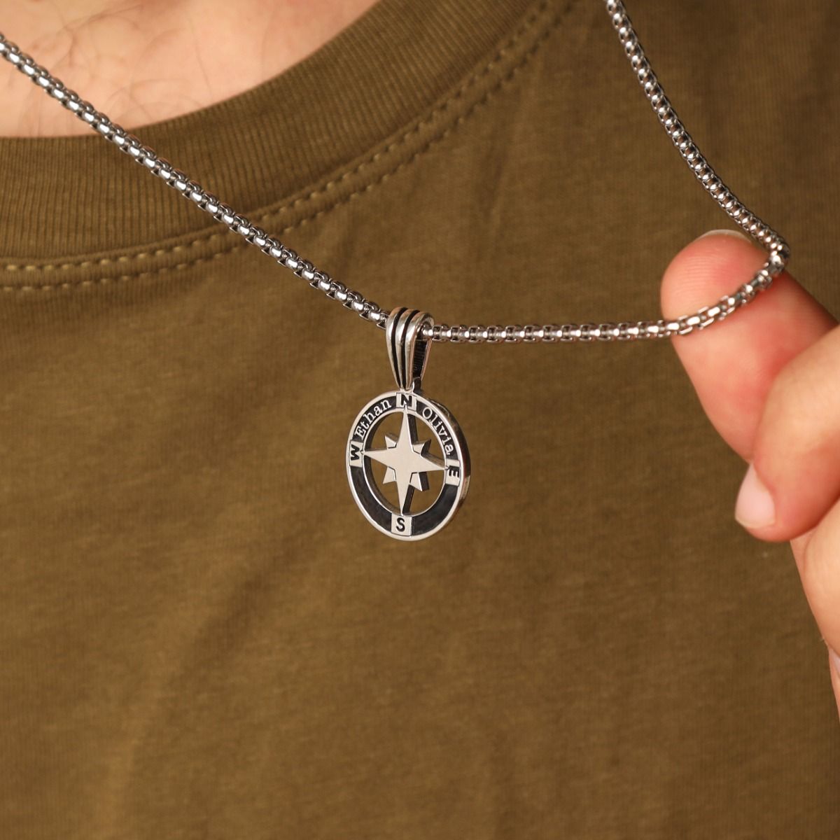 Trust in Your Journey Compass Necklace Rope Chain