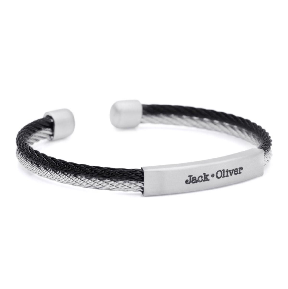Two Tone Cable Bracelet by Talisa - Mens Cuff Bracelets Two Tone Cable Bracelet by Talisa - Mens Cuff Bracelets