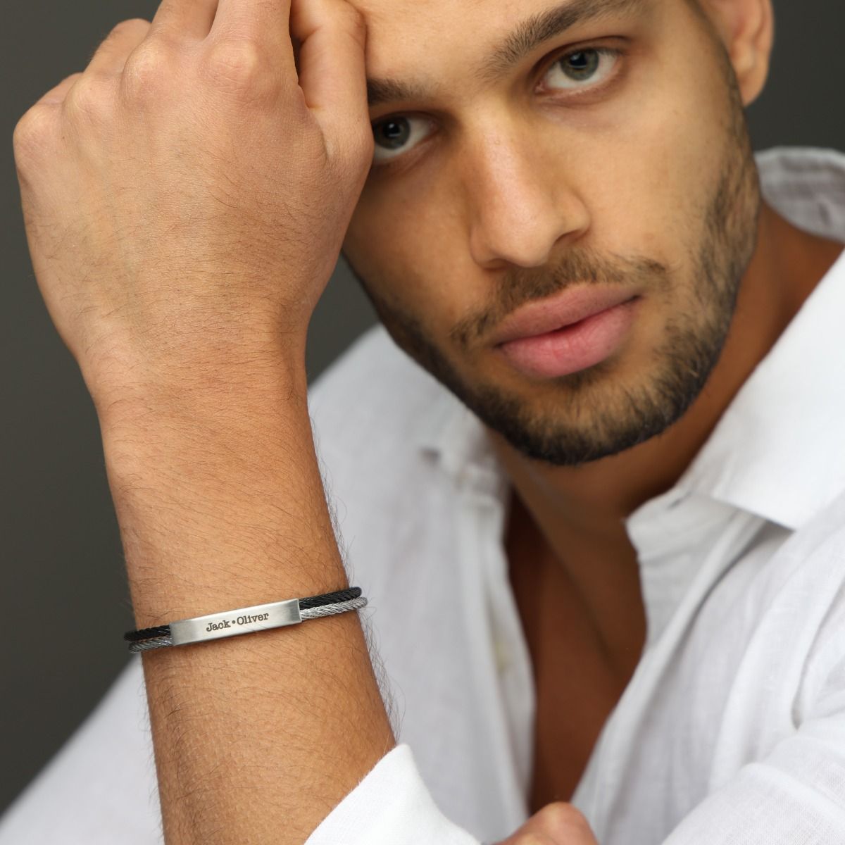 Two Tone Cable Bracelet by Talisa Mens Cuff Bracelets