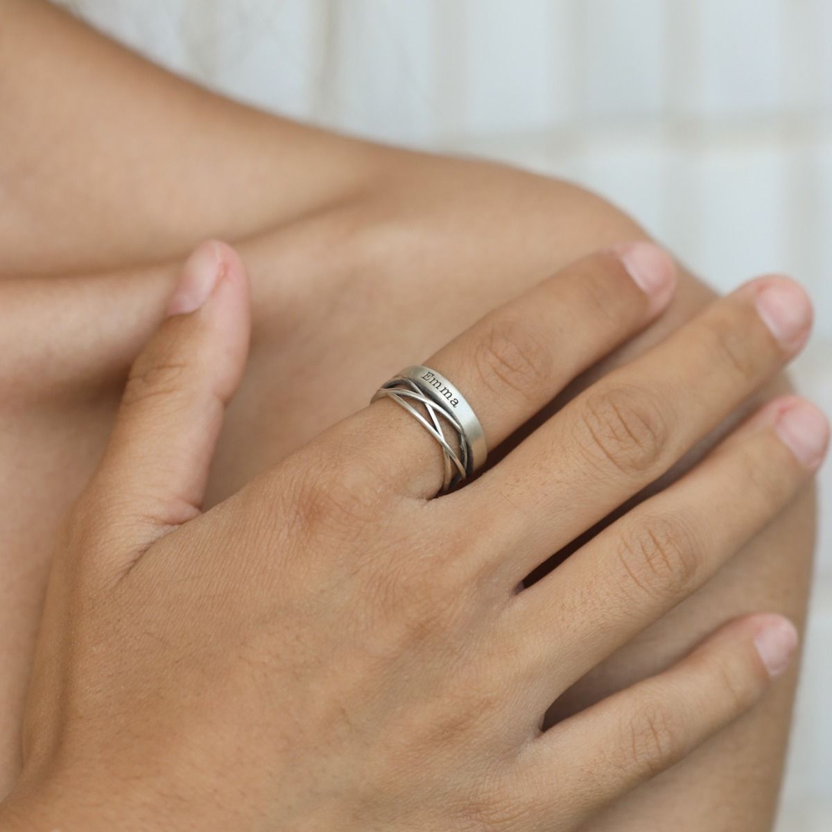 S925 Rings with Pet Names - Sterling Silver Wave Ring by Talisa