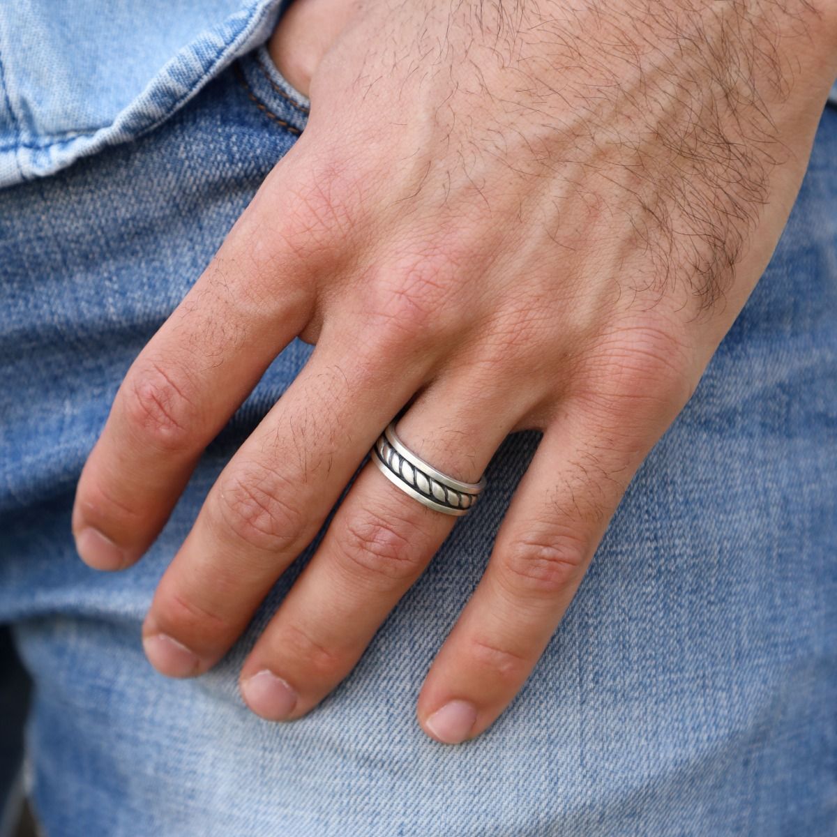 Silver Men's Ring Om Engraved Ring | Silveradda