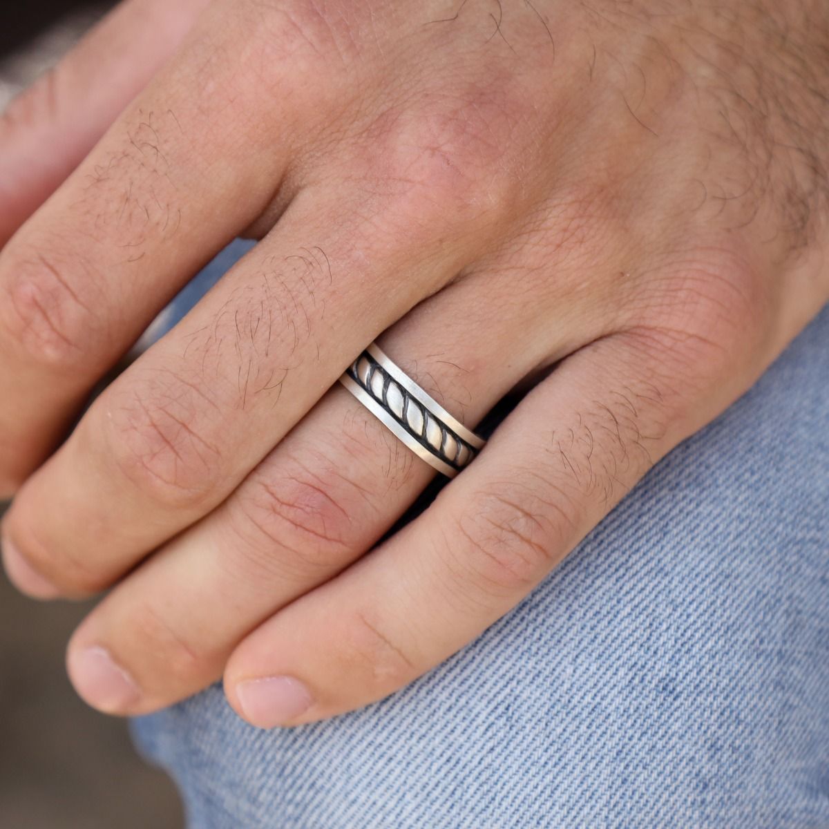 ThawrCave Black And Silver Rings For Mens Simple Design And, 40% OFF