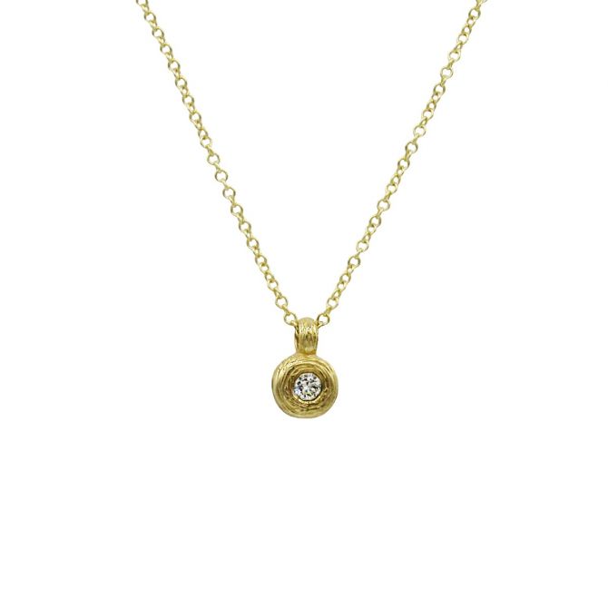 Diamond Halo Necklace [18K Gold]