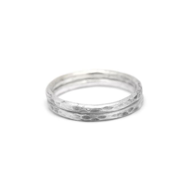 Saturn Ring Set Hammered [Sterling Silver]