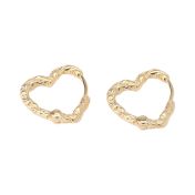 Textured Heart Hoops  [18K Gold Plated]