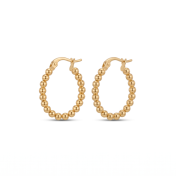 Ellipse Beaded Hoop Earrings [Gold Plated]
