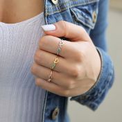 Bague Liens du Cœur avec Pierres de Naissance [Plaqué Or Rose 18ct]